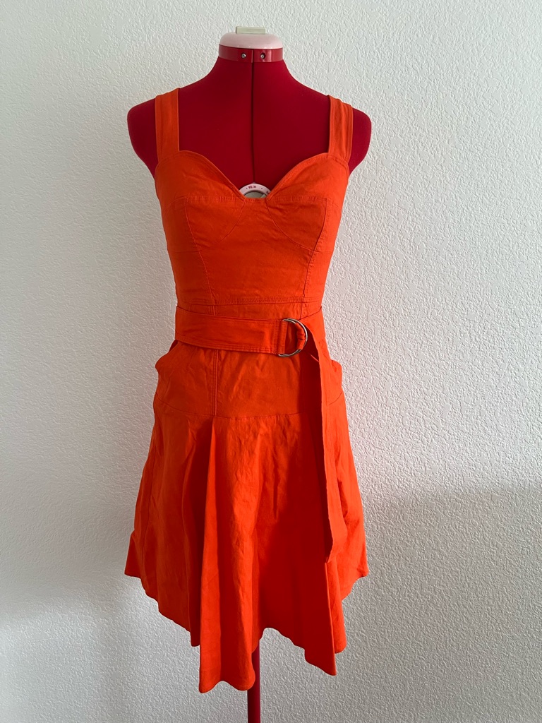 A.L.C. Orange Sleeveless Belted Mini Dress Size 2